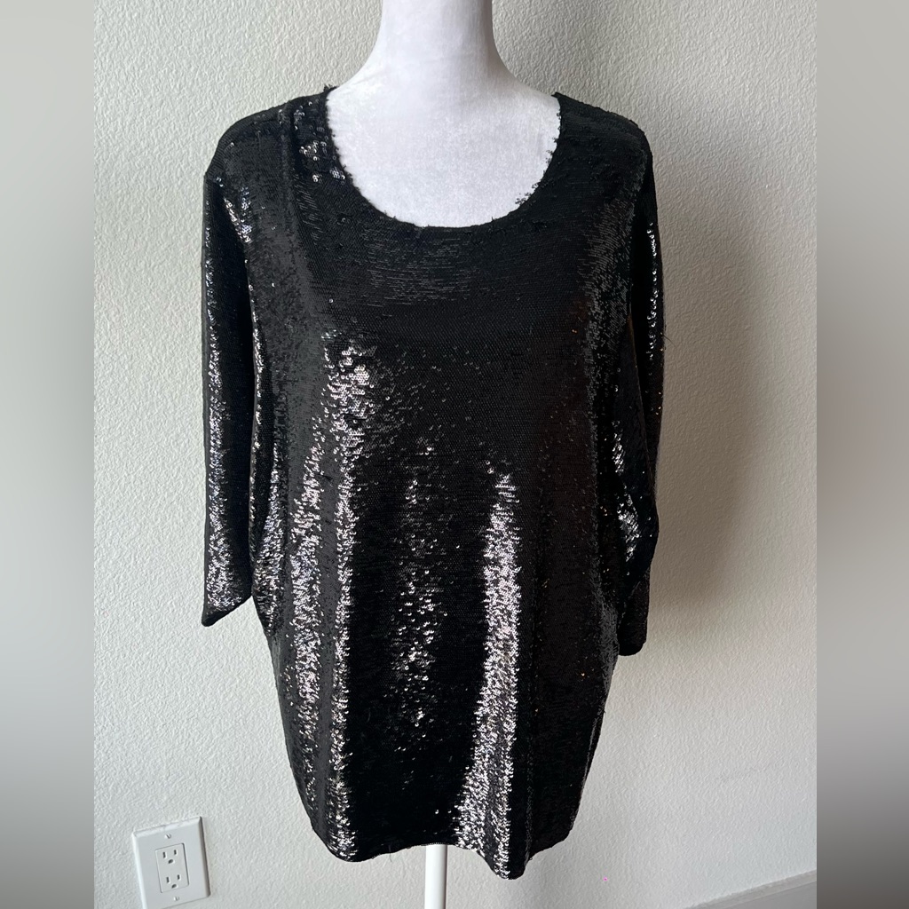 Iro Black Scoop Neck Sequin Top